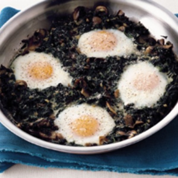 Baked Eggs With Mushroom and Spinach - Santa Fe Farmers' Market Institute