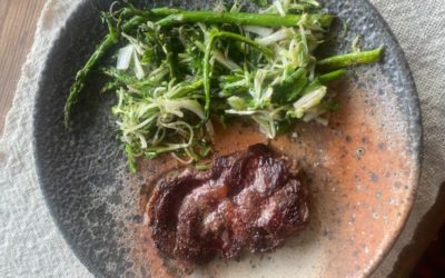 Pan-Seared Asparagus Salad with Frisee and Fried Egg