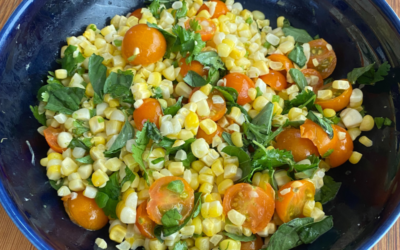 Corn Salad with Tomatoes, Basil and Cilantro